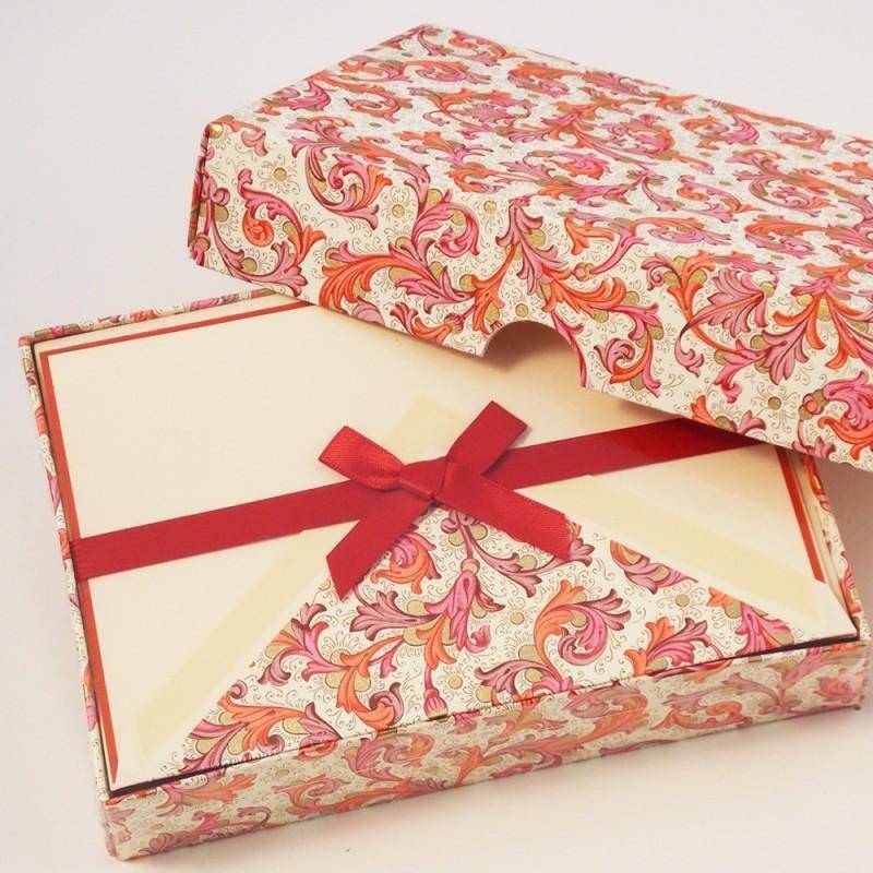 Red Florentine Pattern | Rossi 1931 Italian Stationery-LetterSeals.com