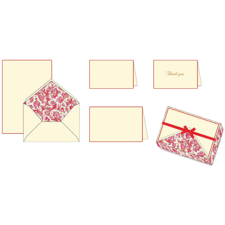 Red Florentine Pattern | Rossi 1931 Italian Stationery-LetterSeals.com