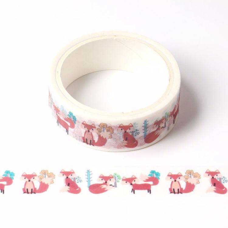 Red Forest Foxes Washi Tape-LetterSeals.com
