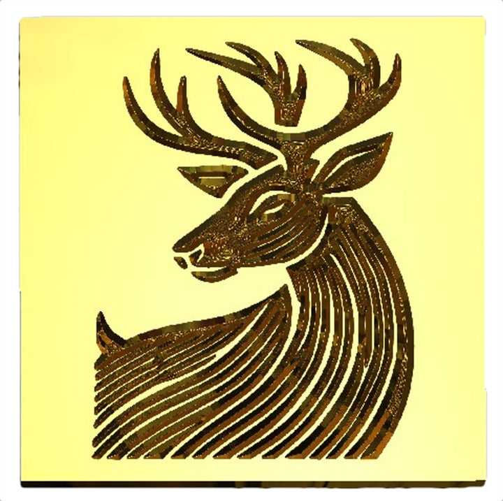 Reindeer Bust Wax Seal Stamp, Woodcut Design- Made in USA- LetterSeals.com