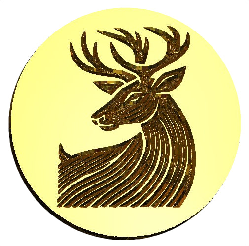 Reindeer Bust Wax Seal Stamp, Woodcut Design- Made in USA- LetterSeals.com