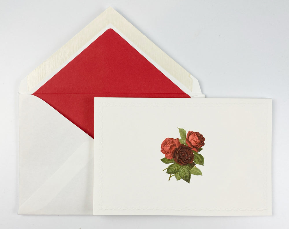 Roses Motif Notecards | Rossi 1931 Italian Stationery-LetterSeals.com