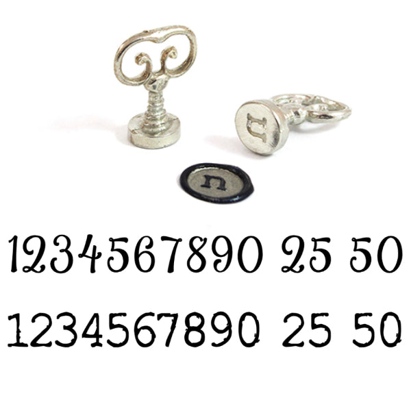 Scroll Handle Number Wax Seal Stamps - two font options-LetterSeals.com