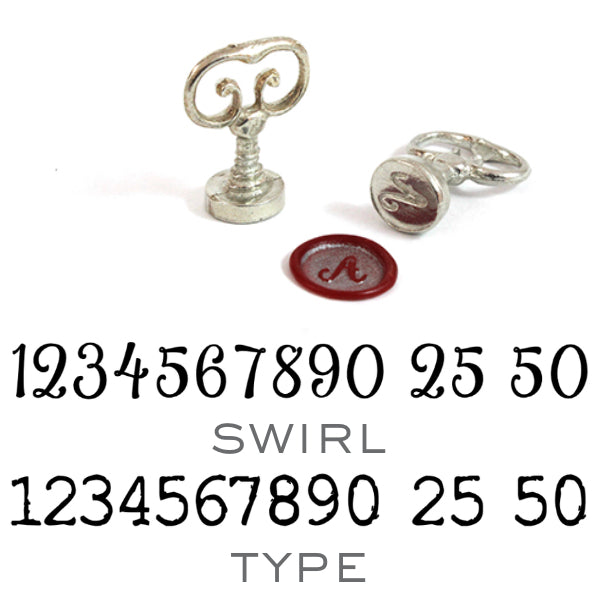 Scroll Handle Number Wax Seal Stamps - two font options-LetterSeals.com