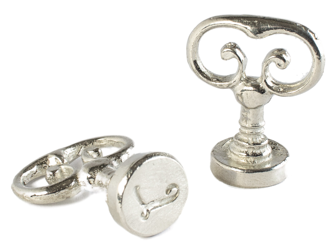 Scroll Handle + Swirl Font Initial Wax Seal Stamp-LetterSeals.com