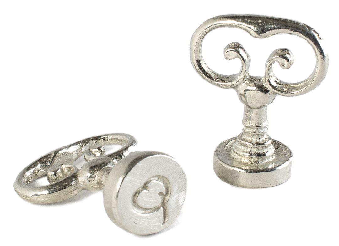 Scroll Handle + Swirl Font Initial Wax Seal Stamp-LetterSeals.com
