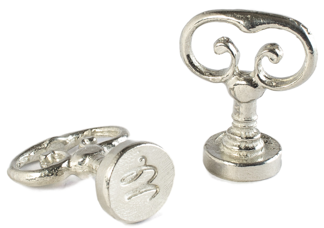 Scroll Handle + Swirl Font Initial Wax Seal Stamp-LetterSeals.com