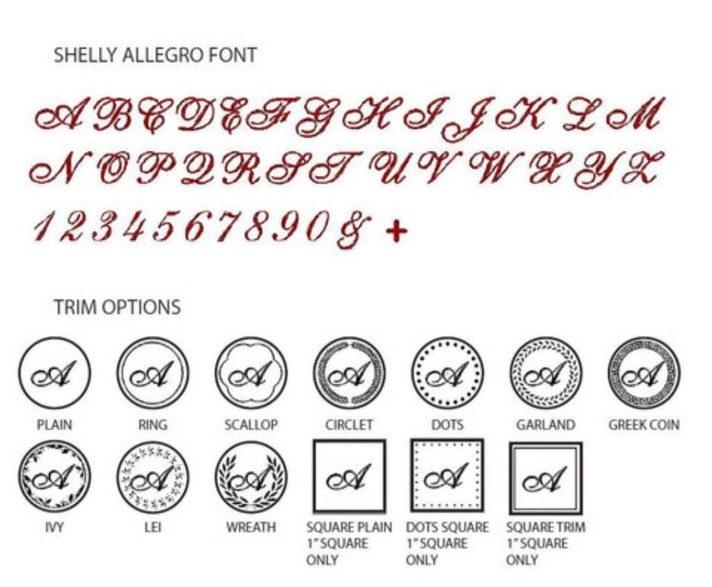 Shelly Allegro Initial Wax Seal Stamp- Made in USA- LetterSeals.com