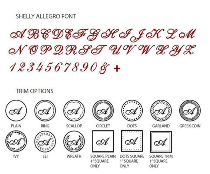 Shelly Allegro Initial Wax Seal Stamp- Made in USA- LetterSeals.com