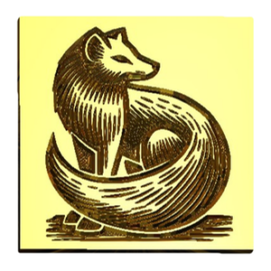 Sitting Arctic Fox Wax Seal Stamp, Woodcut Design- Made in USA- LetterSeals.com