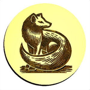 Sitting Arctic Fox Wax Seal Stamp, Woodcut Design- Made in USA- LetterSeals.com