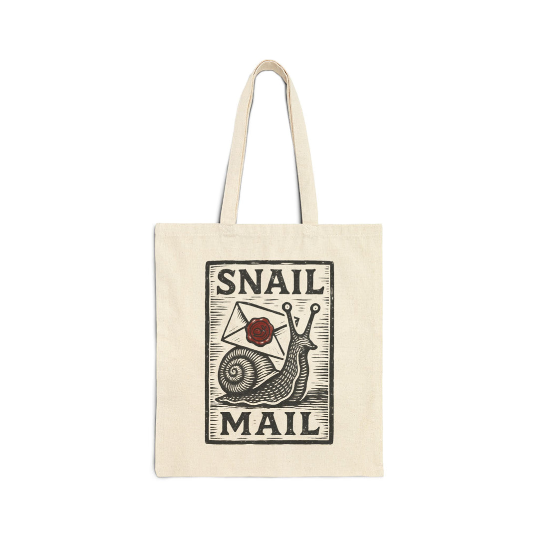 Snail Mail Cotton Canvas Tote Bag | Eco-Friendly Shopping Bag, Gift for Postal Workers, Retro Design, Daily Use, Sustainable Fashion-LetterSeals.com