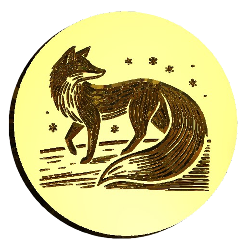 Standing Arctic Fox Wax Seal Stamp, Woodcut Design- Made in USA- LetterSeals.com