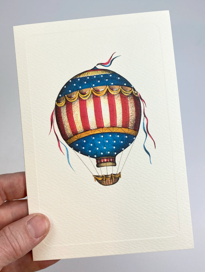 Stars + Stripes Hot Air Balloon Greeting Card | Rossi 1931 Italian Stationery-LetterSeals.com