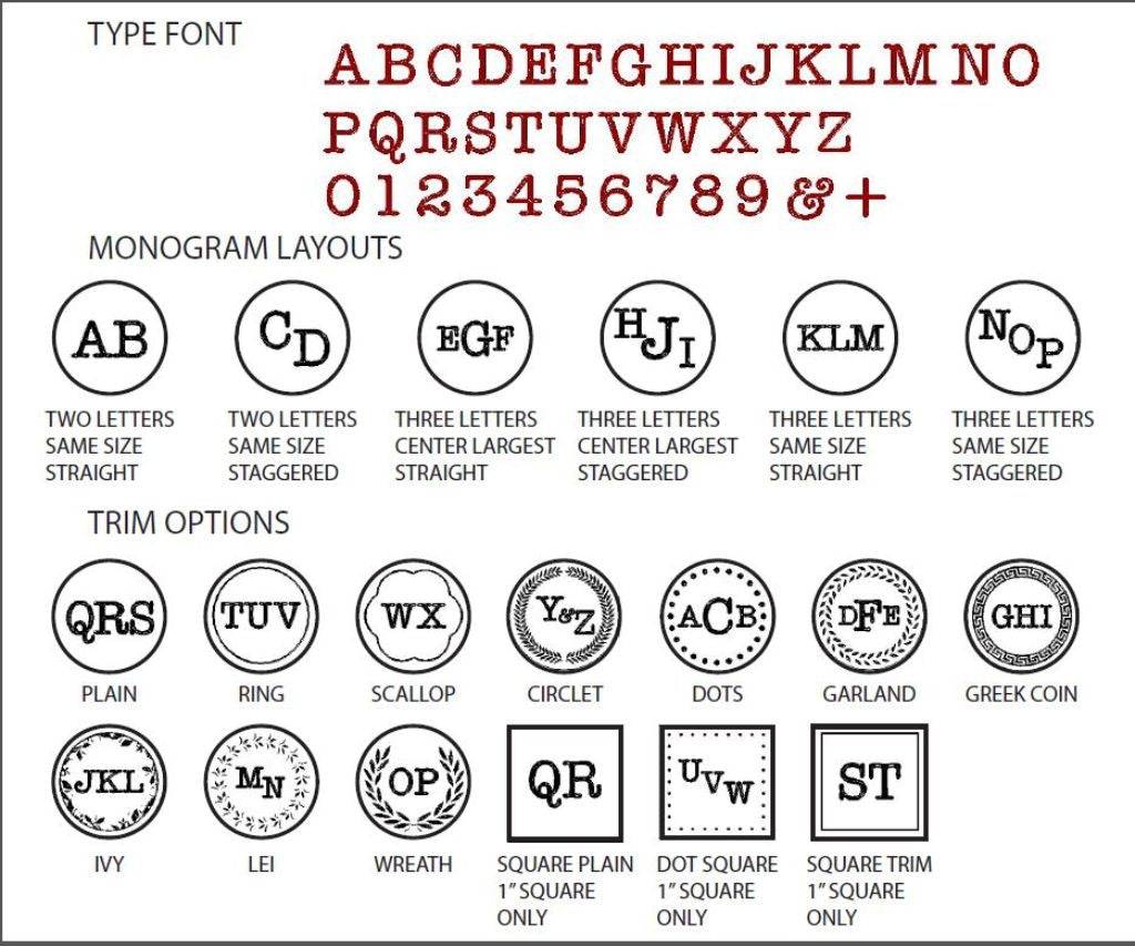 Type Monogram Select Arrangement, Size, Trim & Handl – LetterSeals.com