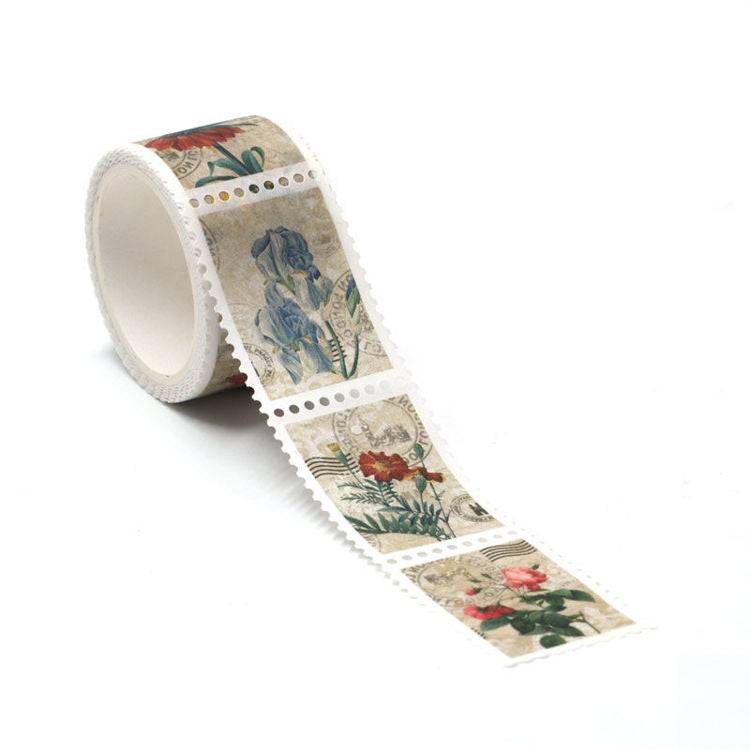 Vintage Botanical Floral Postage Themed Design Stamps Washi Tape-LetterSeals.com