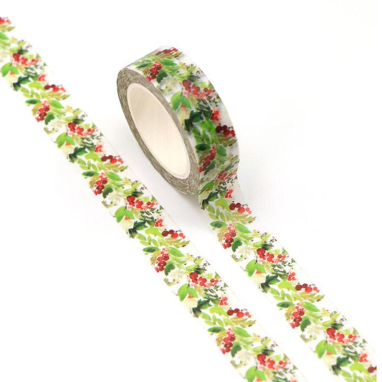 Watercolor Holly Washi Tape-LetterSeals.com