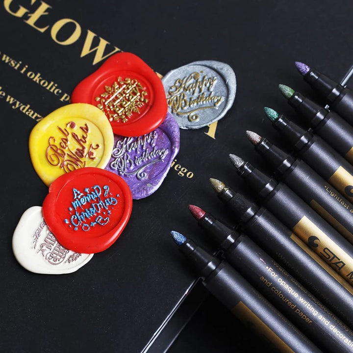 Wax Seal Pen Kit 12 Pieces Metallic Marker Pens-LetterSeals.com