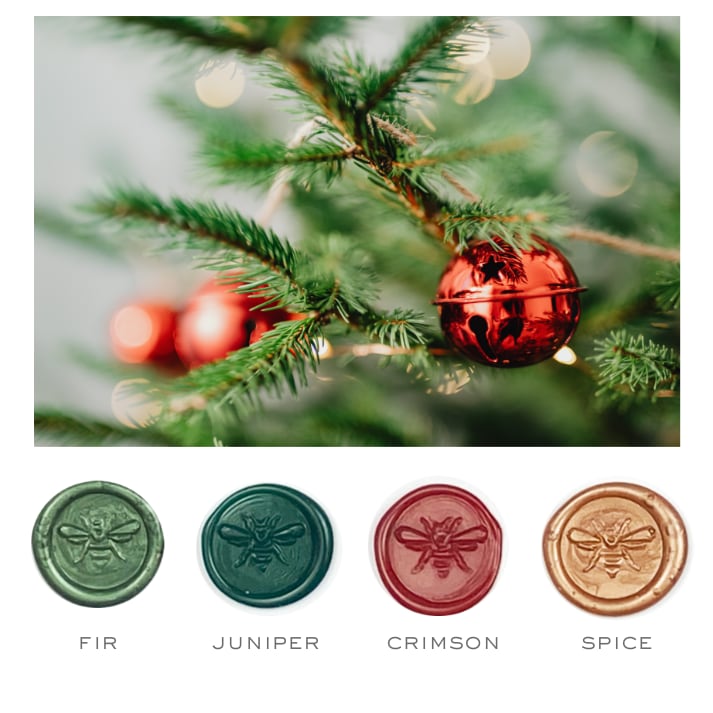 Winter Forest Design Stamp & Woodland Colorway Sealing Wax Set- Made in USA- LetterSeals.com