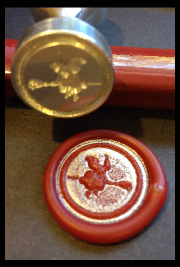 Witch on Broom Wax Seal Stamp- Made in USA- LetterSeals.com