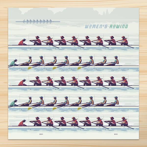 Women's Rowing Forever 1st Class Postage Stamps-LetterSeals.com