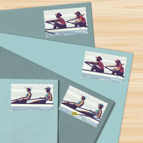 Women's Rowing Forever 1st Class Postage Stamps-LetterSeals.com