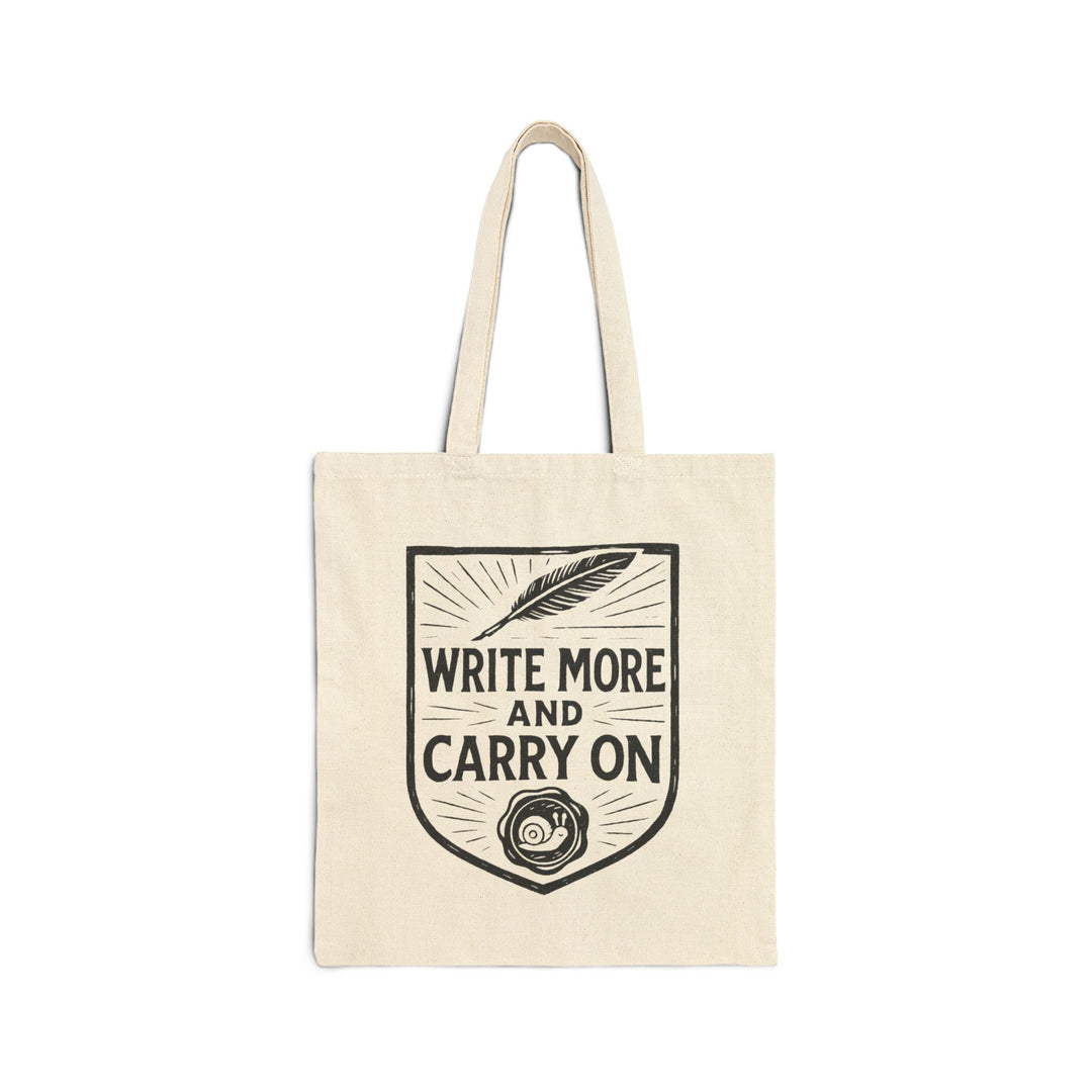Write More and Carry On Cotton Canvas Tote Bag-LetterSeals.com
