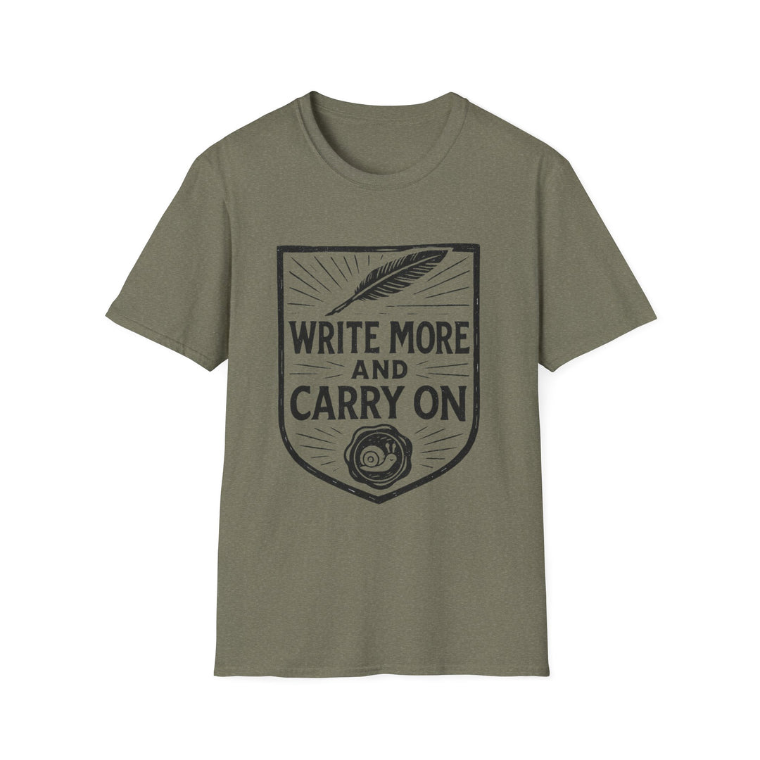 Write More and Carry On T-Shirt-LetterSeals.com