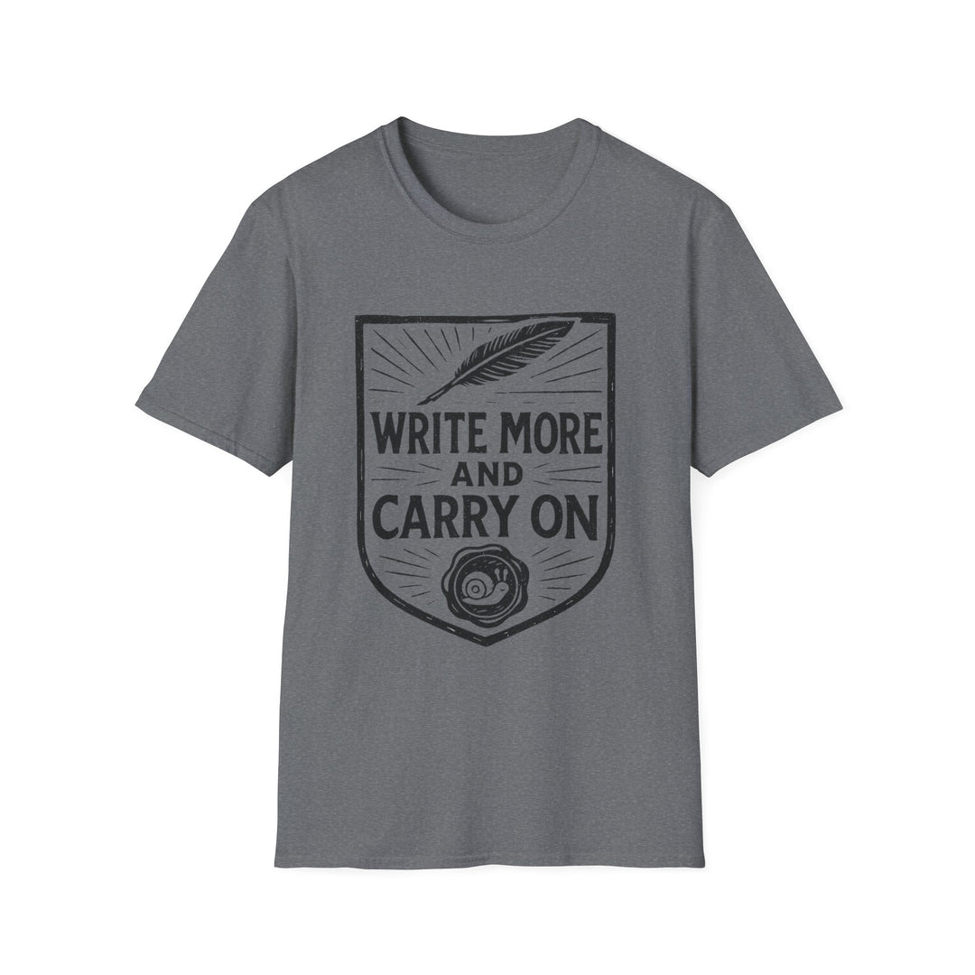 Write More and Carry On T-Shirt-LetterSeals.com