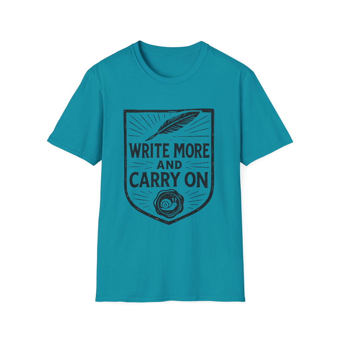 Write More and Carry On T-Shirt-LetterSeals.com