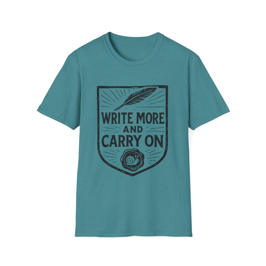 Write More and Carry On T-Shirt-LetterSeals.com