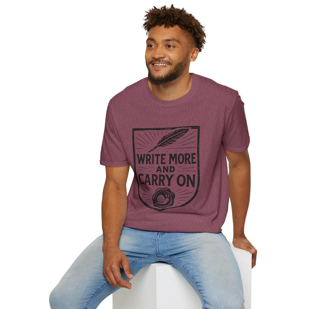 Write More and Carry On T-Shirt-LetterSeals.com