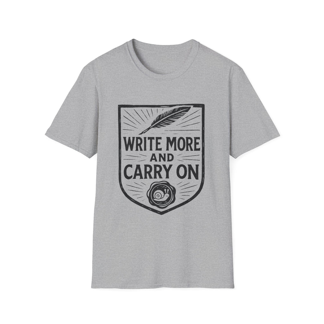 Write More and Carry On T-Shirt-LetterSeals.com